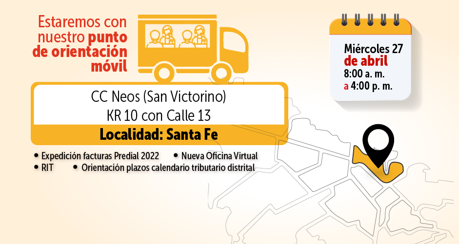 Si te encuentras en el centro de Bogotá, puedes acercarte para realizar trámites del RIT, realizar el registro en Oficina Virtual y otros trámites tributarios.