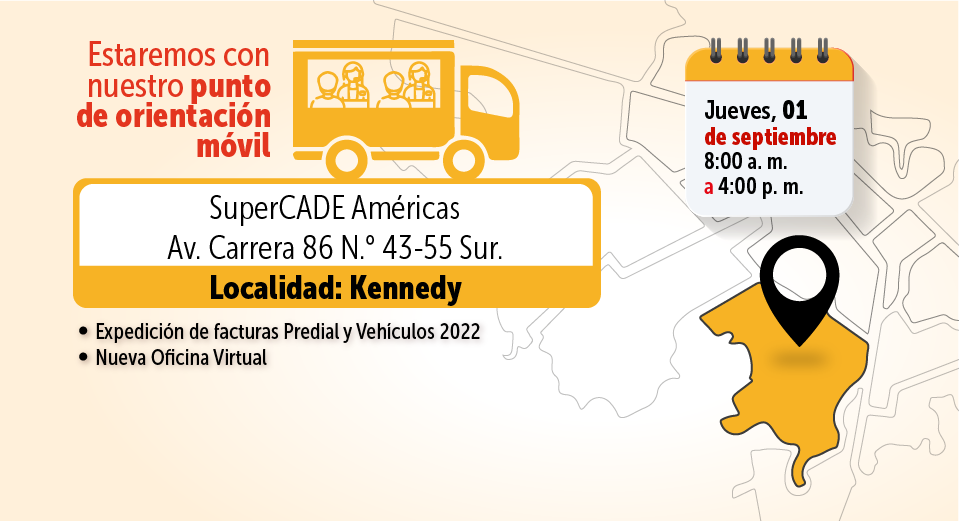 Punto de orientación móvil en el SuperCADE Américas el primero de septiembre desde las 8:00 a.m.