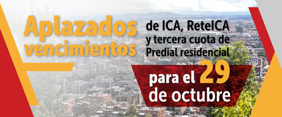 Aplazados vencimientos de ICA, ReteICA y tercera cuota de Predial residencial para el 29 de octubre 