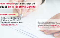 Nuevos horarios para entrega de cheques en la Tesorería Distrital