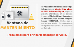 Por mantenimiento a nuestra plataforma, pueden haber intermitencias en los servicios tributarios