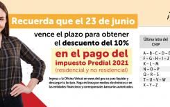 Aprovecha el 10% de descuento en el pago de tu impuesto Predial