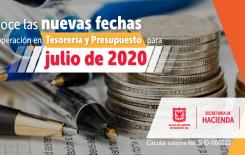 Nuevas fechas procesos tesorales y presupuestales