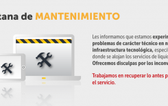 Estamos experimentando problemas de carácter técnico en nuestra infraestructura tecnológica, específicamente, donde se alojan los servicios de liquidadores.Estamos experimentando problemas de carácter técnico en nuestra infraestructura tecnológica, específicamente, donde se alojan los servicios de liquidadores.