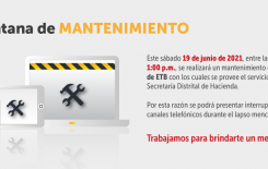 Debido a labores de mantenimiento, pueden presentarse inconvenientes con la atención telefónica.